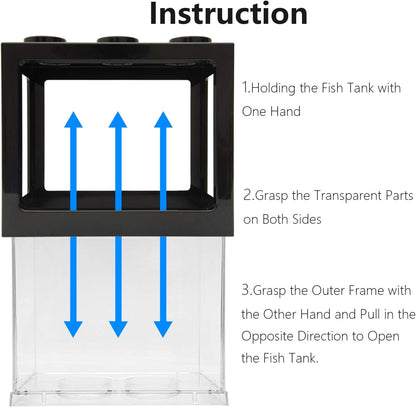 Small Betta Fish Tank,Fish Bow Aquarium with Gravel Plants Rocks Feeder,Small Fish Tank for Turtle Reptile Jellyfish Goldfish,Lb